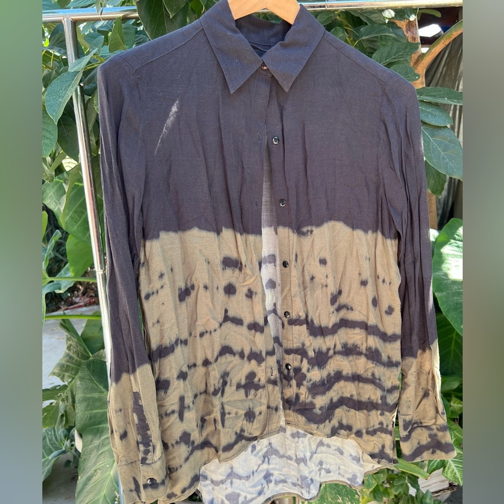 Zara Black and Tan Button Down Shirt